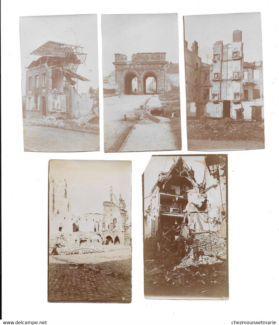 GUERRE ARRAS DESTRUCTION BOMBARDEMENT PORTE MARCHE POISSONS CAFE BAPTISTE RUES - LOT DE 10 PHOTOS - Guerra, Militares