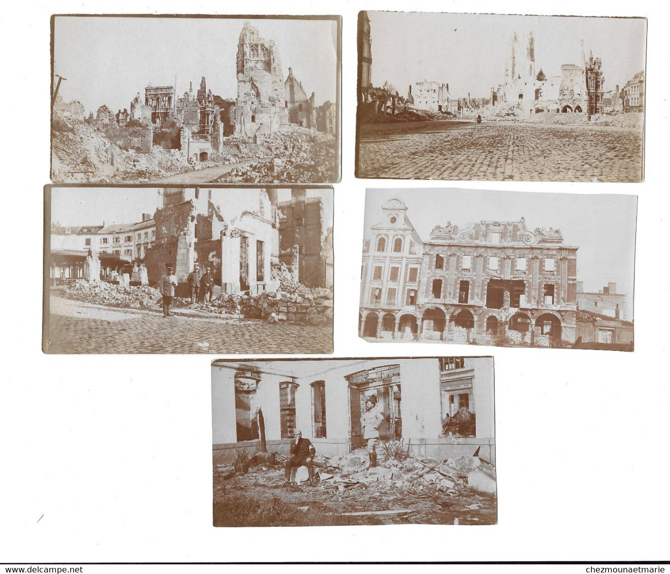 GUERRE ARRAS DESTRUCTION BOMBARDEMENT PORTE MARCHE POISSONS CAFE BAPTISTE RUES - LOT DE 10 PHOTOS - Guerra, Militares