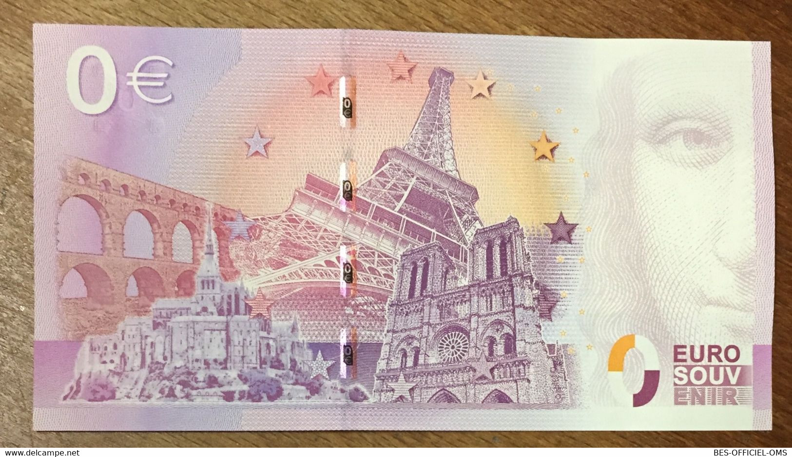 2015 BILLET 0 EURO SOUVENIR DPT 55 OSSUAIRE DE DOUAUMONT + TIMBRE ZERO 0 EURO SCHEIN BANKNOTE PAPER MONEY - Private Proofs / Unofficial