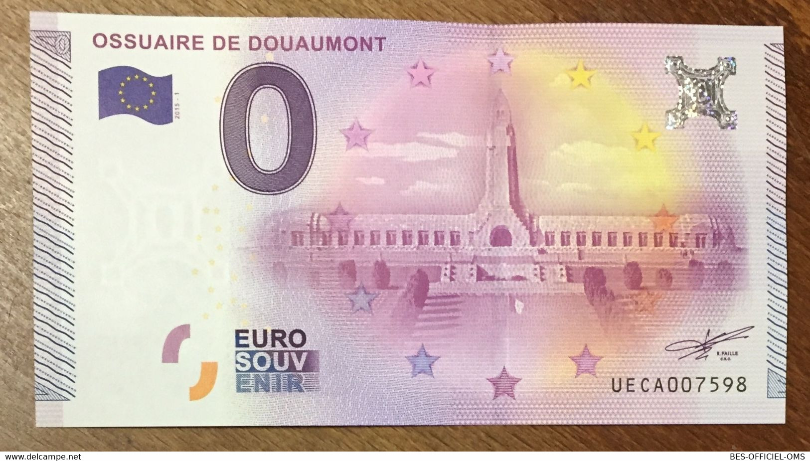 2015 BILLET 0 EURO SOUVENIR DPT 55 OSSUAIRE DE DOUAUMONT ZERO 0 EURO SCHEIN BANKNOTE PAPER MONEY - Private Proofs / Unofficial