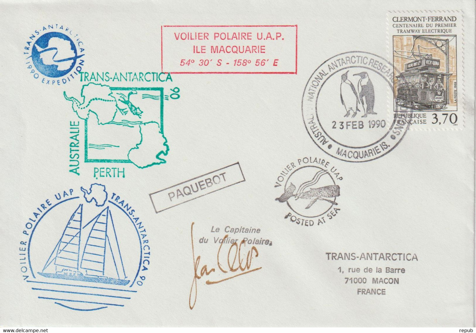 France 1990 Mission Trans Antartica 90 Escale Australie - Schiffspost