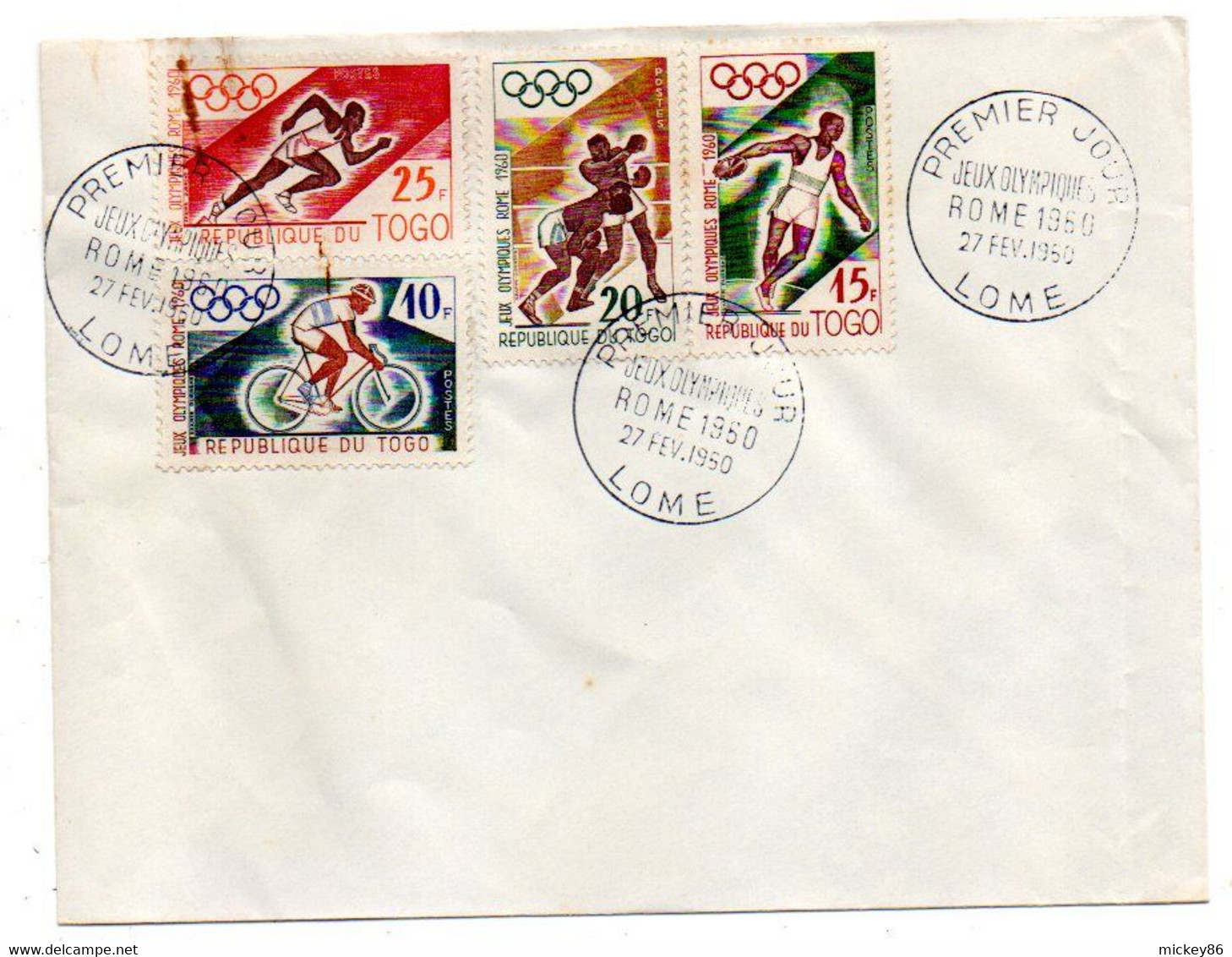 Togo --1960 -- 1er Jour  Jeux Olympiques De ROME--(4 Valeurs )......cachet  LOME..........à Saisir - Togo (1960-...)