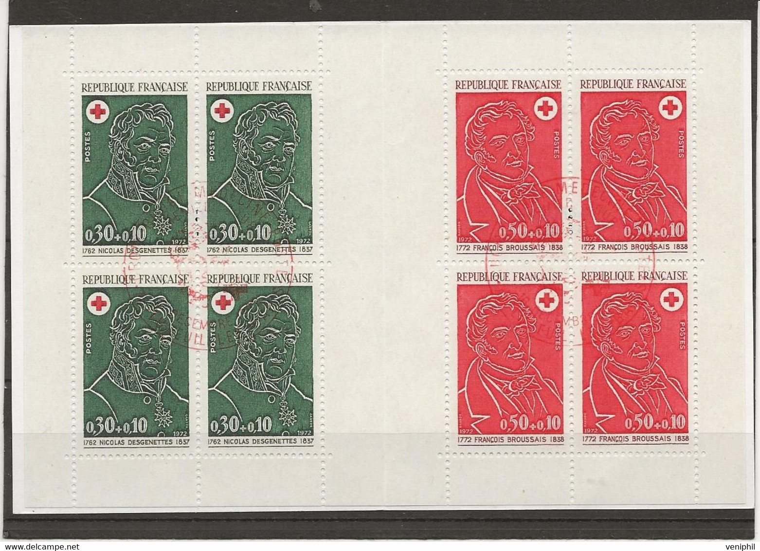 FRANCE - CARNET CROIX ROUGE OBLITERE ANNEE 1972 -TIMBRES N° 1735-1736 - TB - Croix Rouge