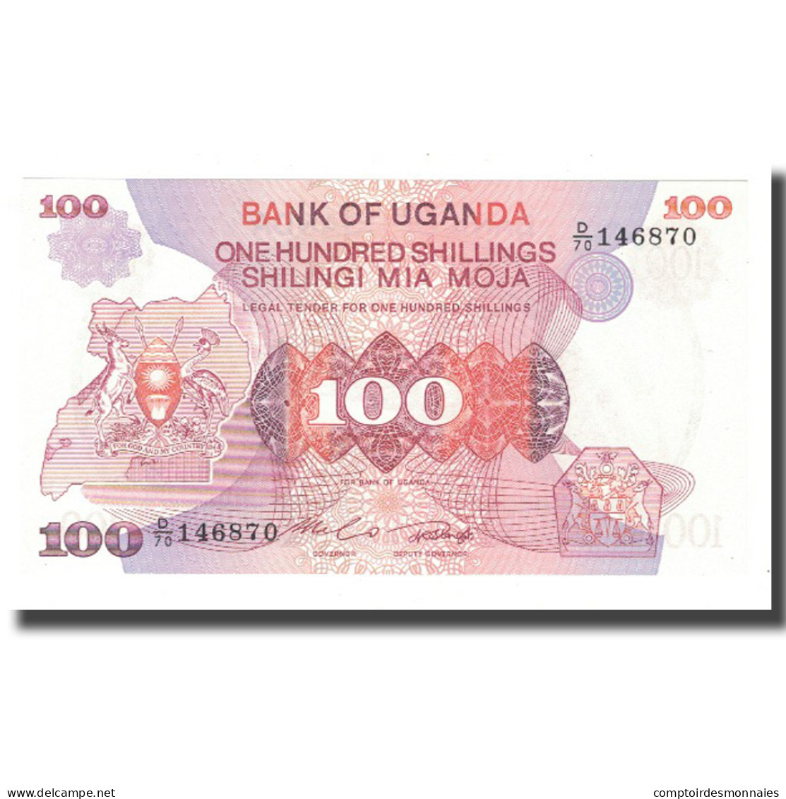Billet, Uganda, 100 Shillings, KM:19b, NEUF - Uganda