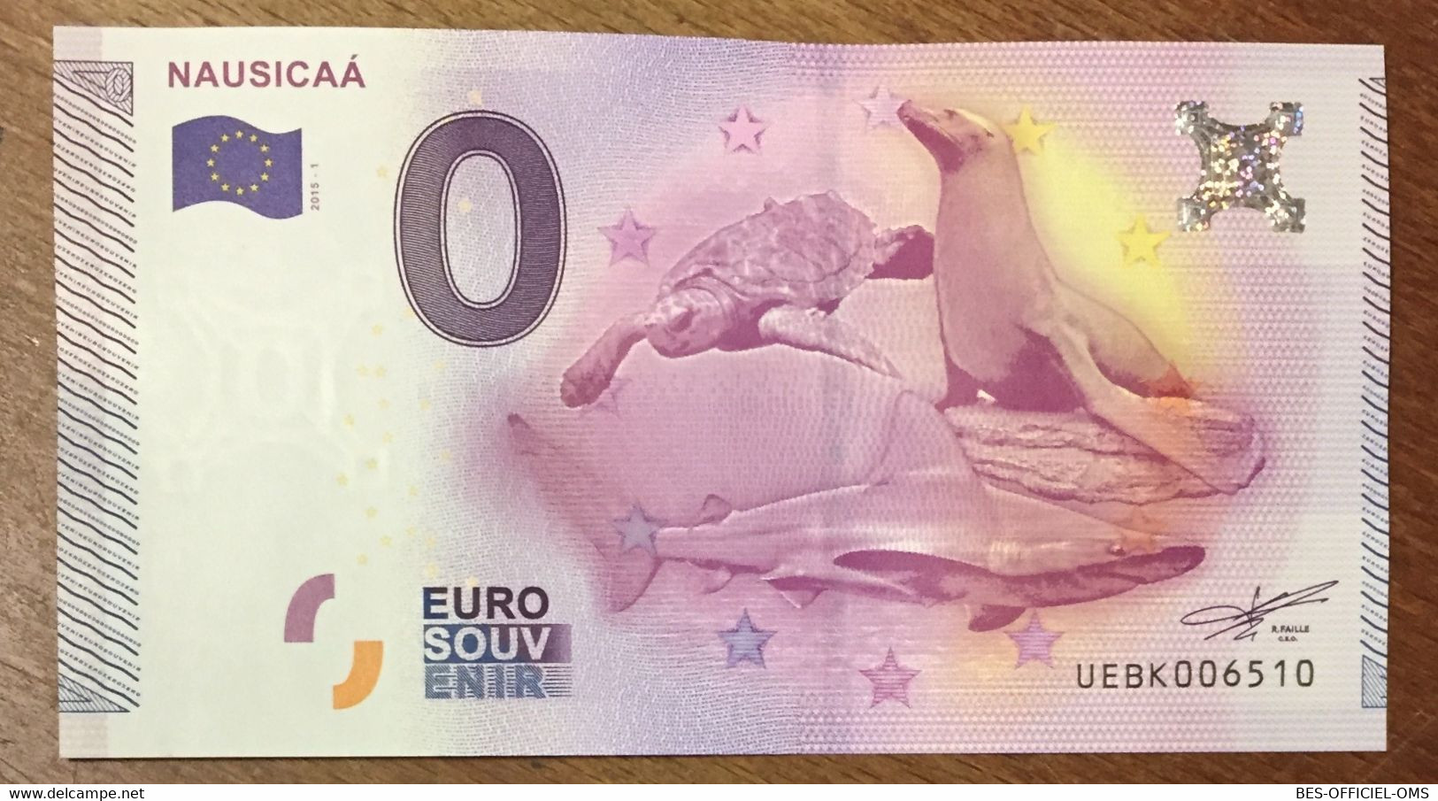 2015 BILLET 0 EURO SOUVENIR DPT 62 NAUSICAA REQUIN TORTUE MARINE ZERO 0 EURO SCHEIN BANKNOTE PAPER MONEY - Essais Privés / Non-officiels