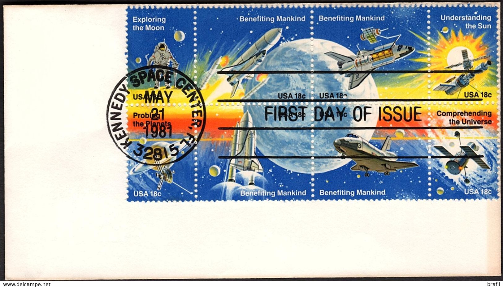 1981 Stati Uniti, Commemorazione Grandi Conquiste Spaziali Americane, F.D.C. Non Viaggiata, Serie Completa - Nordamerika