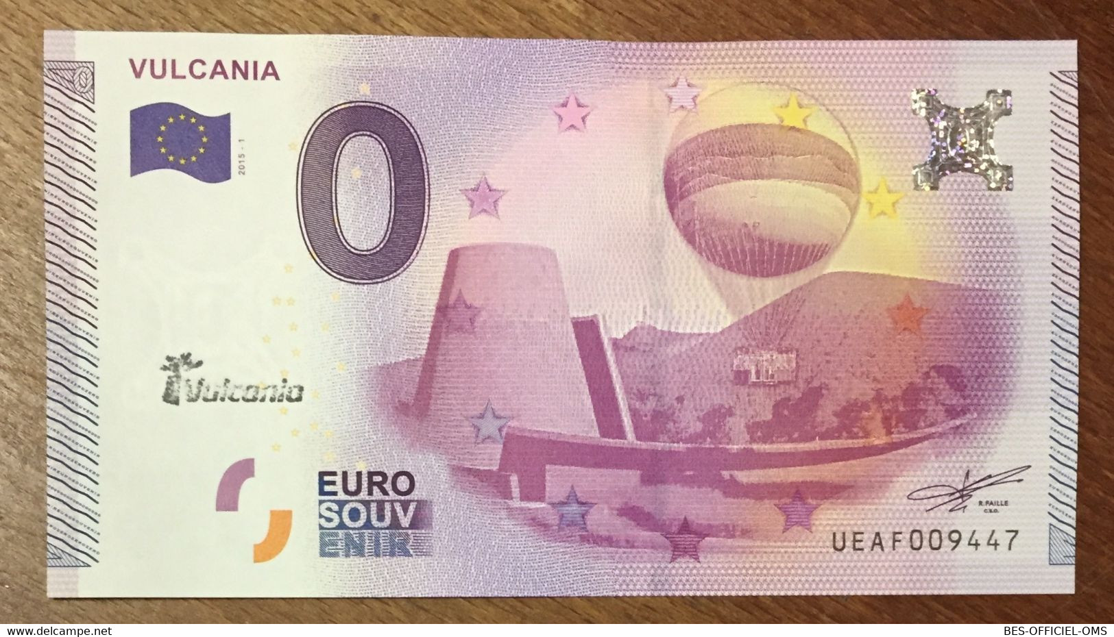 2015 BILLET 0 EURO SOUVENIR DPT 63 VULCANIA + TAMPON ZERO 0 EURO SCHEIN BANKNOTE PAPER MONEY - Essais Privés / Non-officiels