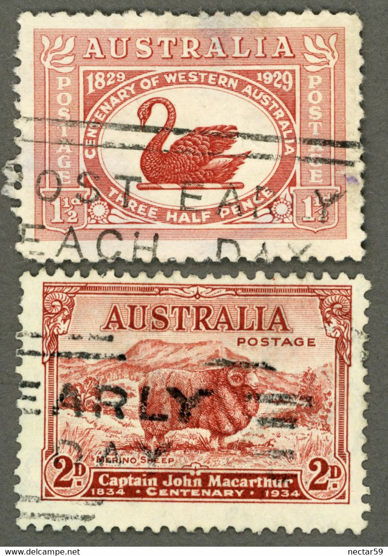 AUSTRALIA 1929 Swan / 1934 John Macarthur - Used-Hinged - Sheep  - Merino Ram - Other & Unclassified