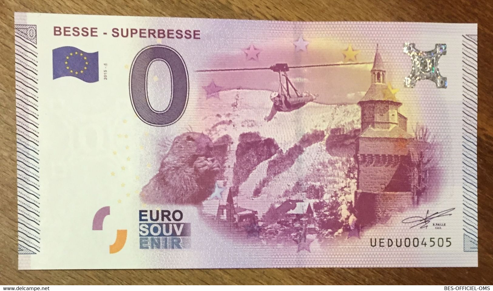 2015 BILLET 0 EURO SOUVENIR DPT 63 BESSE - SUPERBESSE ZERO 0 EURO SCHEIN BANKNOTE PAPER MONEY - Private Proofs / Unofficial