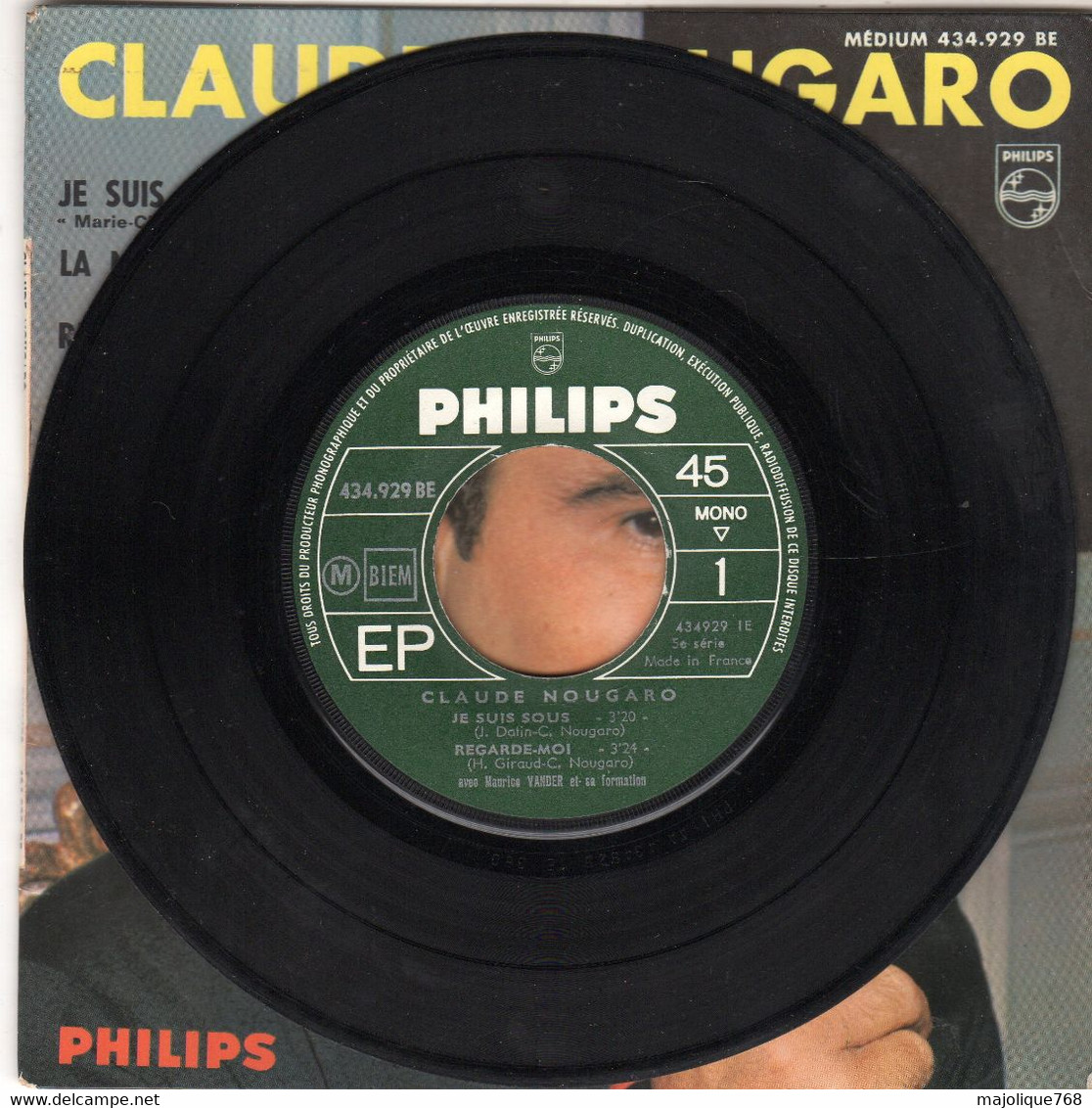 Disque - Claude Nougaro - Je Suis Sous... - Marie Christine - Philips 434.929 BE - France 1964 - Jazz