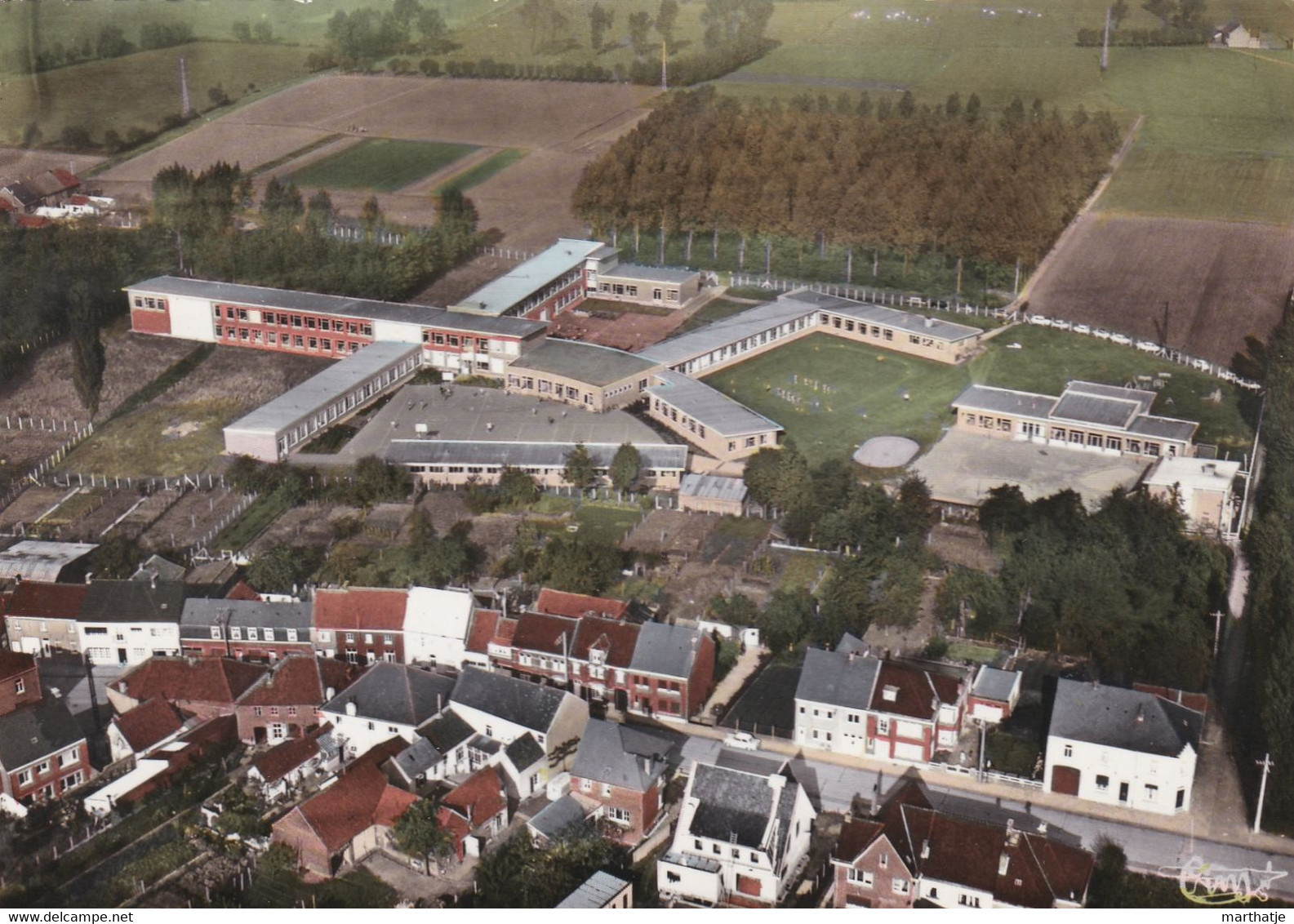 Herzele-Ac 57-103 A - Luchtopname - Stationsstraat En School - Herzele