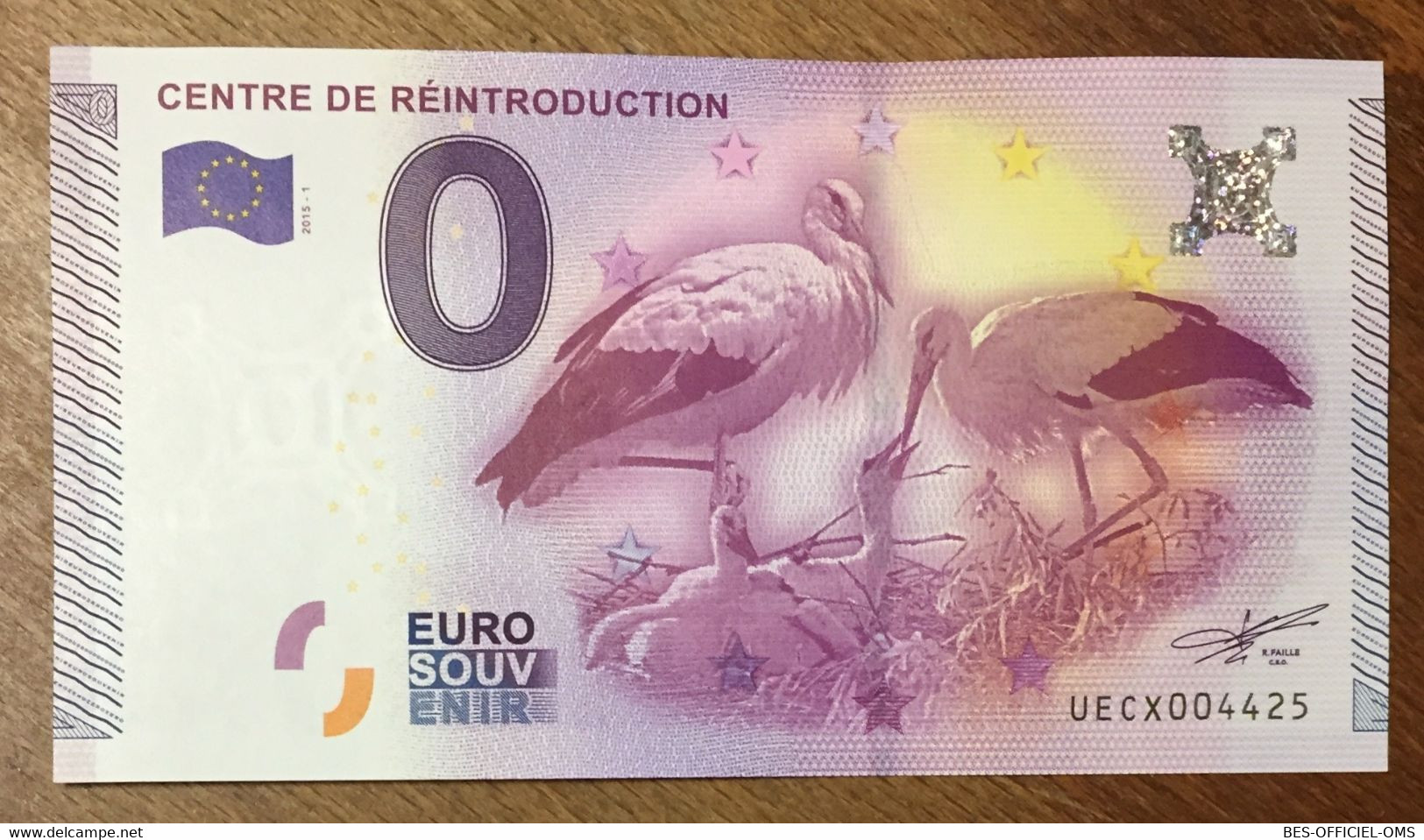 2015 BILLET 0 EURO SOUVENIR DPT 68 CENTRE DE RÉINTRODUCTION ZERO 0 EURO SCHEIN BANKNOTE PAPER MONEY - Pruebas Privadas