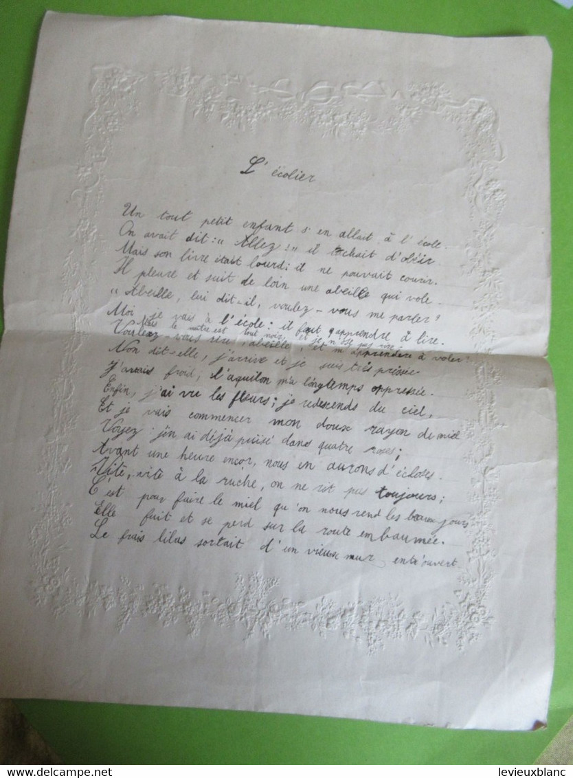 Grande Lettre  à 2 Volets /Papier Gaufré Au Pourtour/L'ECOLIER/ ècriture à La Plume/PARISOT/ Prose Morale/1905   VPN312 - Diplômes & Bulletins Scolaires