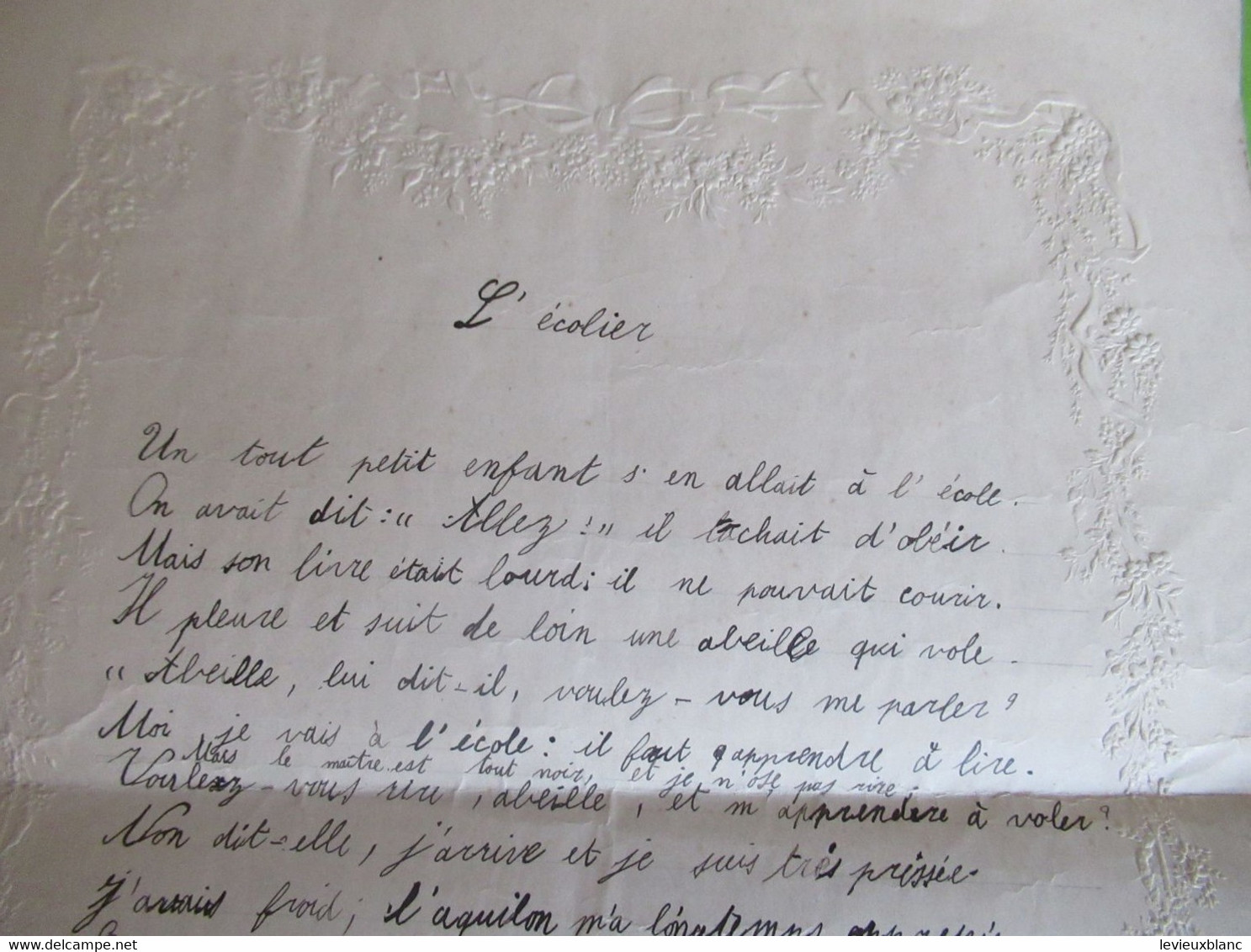 Grande Lettre  à 2 Volets /Papier Gaufré Au Pourtour/L'ECOLIER/ ècriture à La Plume/PARISOT/ Prose Morale/1905   VPN312 - Diplômes & Bulletins Scolaires