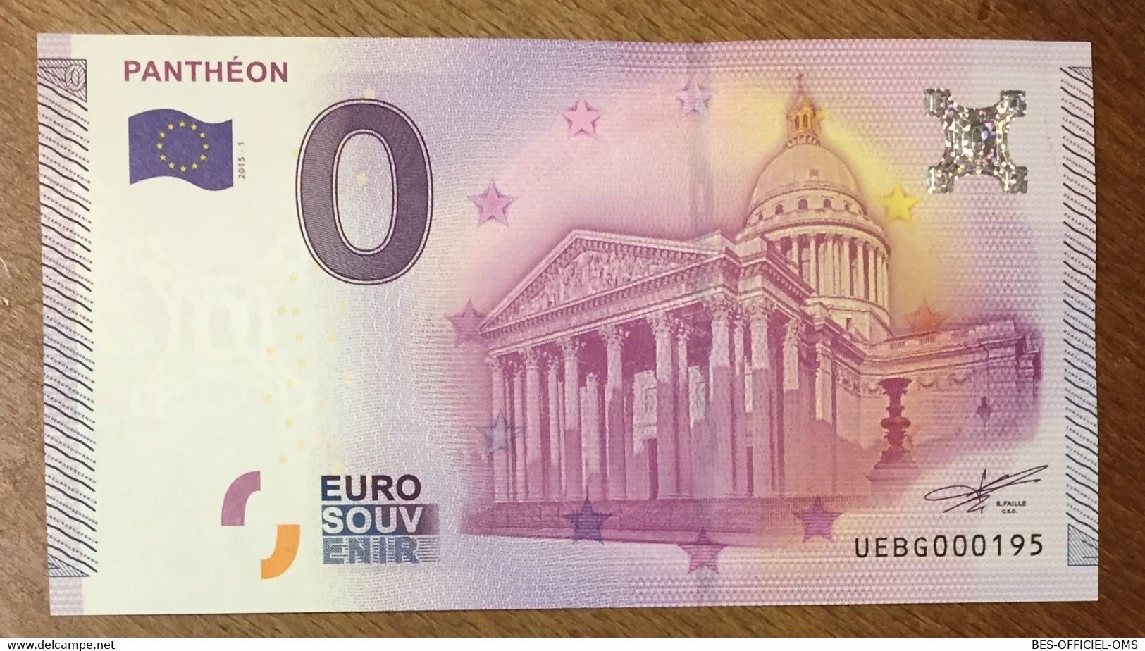 2015 BILLET 0 EURO SOUVENIR DPT 75 PANTHÉON ZERO 0 EURO SCHEIN BANKNOTE PAPER MONEY - Private Proofs / Unofficial