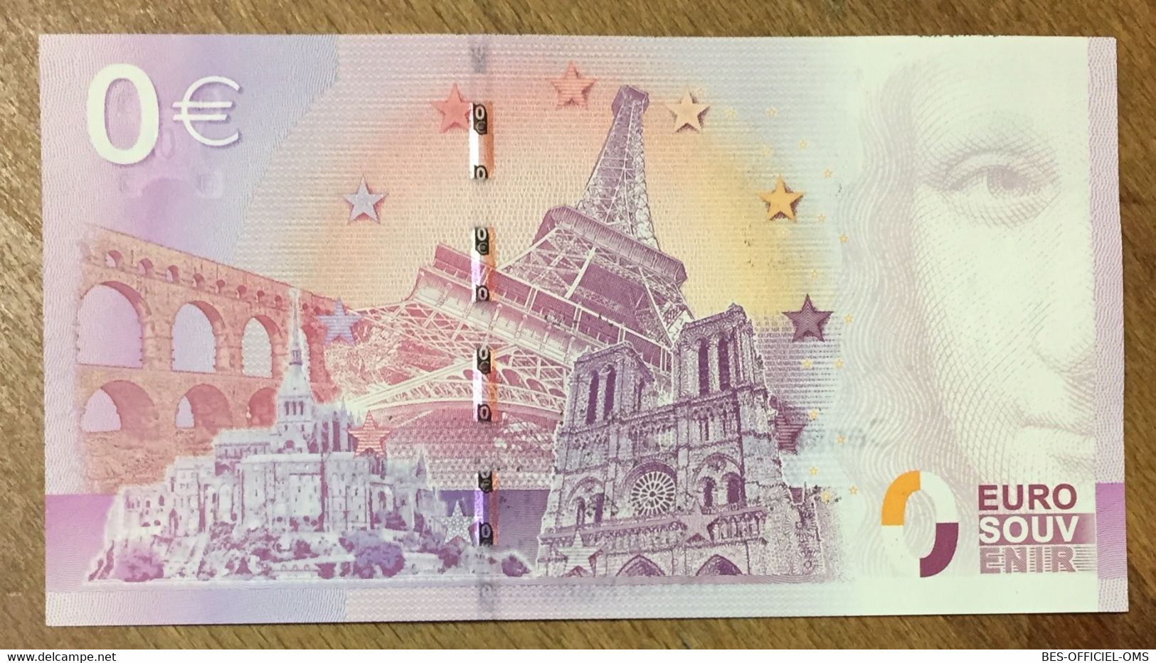 2015 BILLET 0 EURO SOUVENIR DPT 75 ARC DE TRIOMPHE + TIMBRE ZERO 0 EURO SCHEIN BANKNOTE PAPER MONEY - Private Proofs / Unofficial