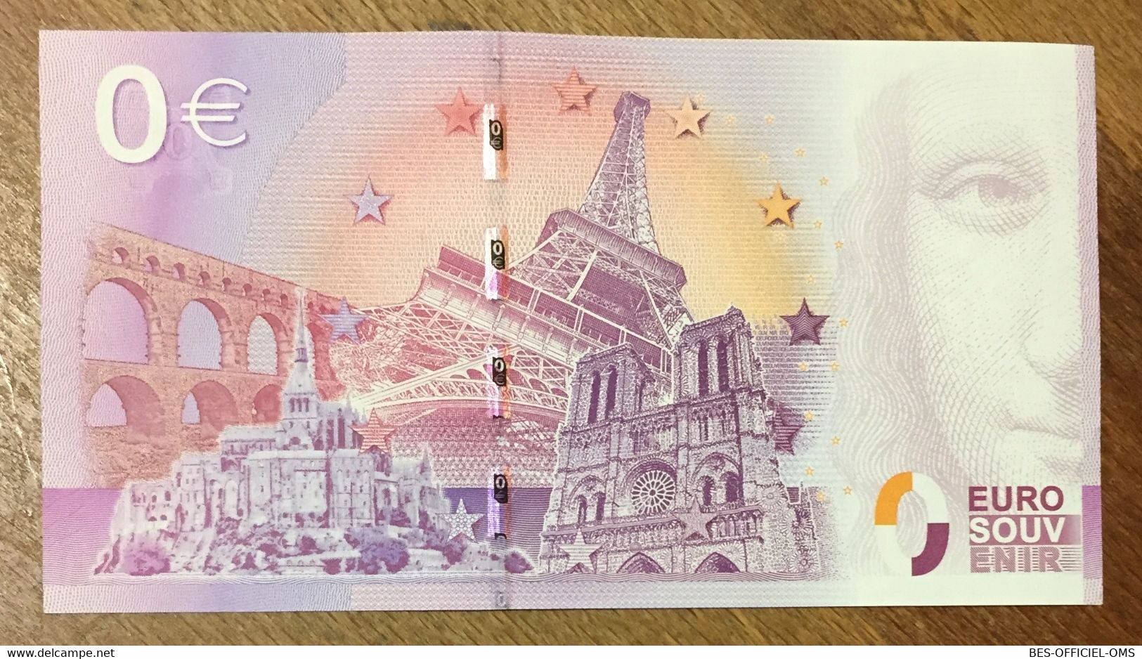 2015 BILLET 0 EURO SOUVENIR DPT 75 PARIS LES CHAMPS-ÉLYSÉES + TAMPON ZERO 0 EURO SCHEIN BANKNOTE PAPER MONEY - Private Proofs / Unofficial