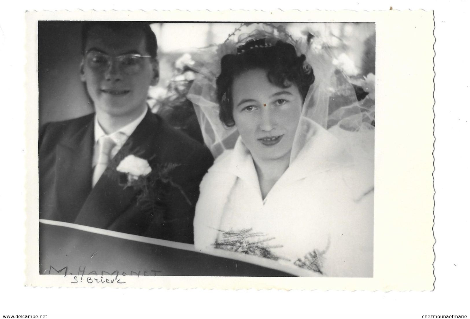 MARIAGE SIMONE BRUNEL VERNON VAUGHAN 1953  - PHOTO ST BRIEUC - Personnes Identifiées