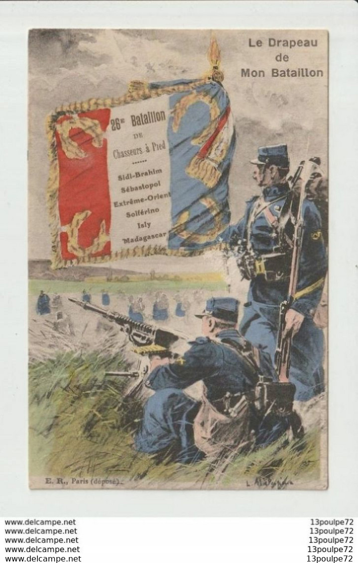 C.P.A  DE  LE DRAPEAU DE MON BATAILLON  -- 26 ° BTLLON DE CHASSEURS A PIEDS - 1914-18