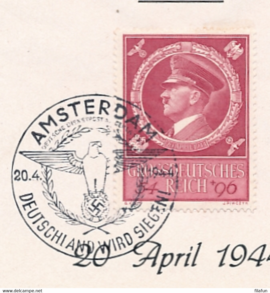 Deutsches Reich - 1944 - 55th Geburtstag Führer With Special Cancel Amsterdam On Leaflet - Deutsche Dienstpost - Briefe U. Dokumente