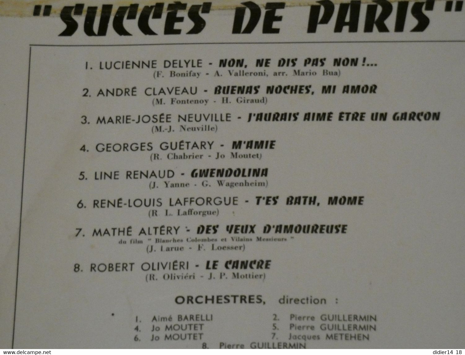 SUCCES DE PARIS N°4. LUCIENNE DELYLE. LINE RENAUD. GEORGES GUETARY. LAFFRGUE. MATHE ALTERY. CLAVEAU. NEUVILLE.OLIVIERI. - Other & Unclassified