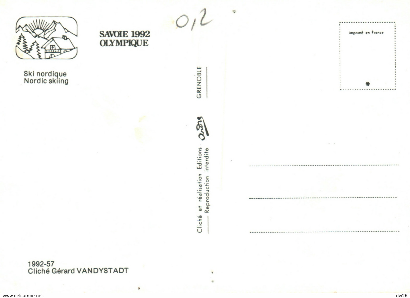 Jeux Olympiques D'Hiver - Savoie Olympique 1992 - Ski Nordique - Photo Vandystadt - Carte Non Circulée - Olympic Games