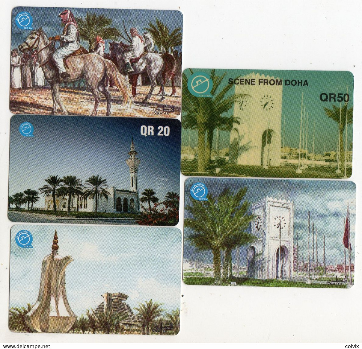 QATAR LOT 5 TELECARTES PALMIER - Qatar