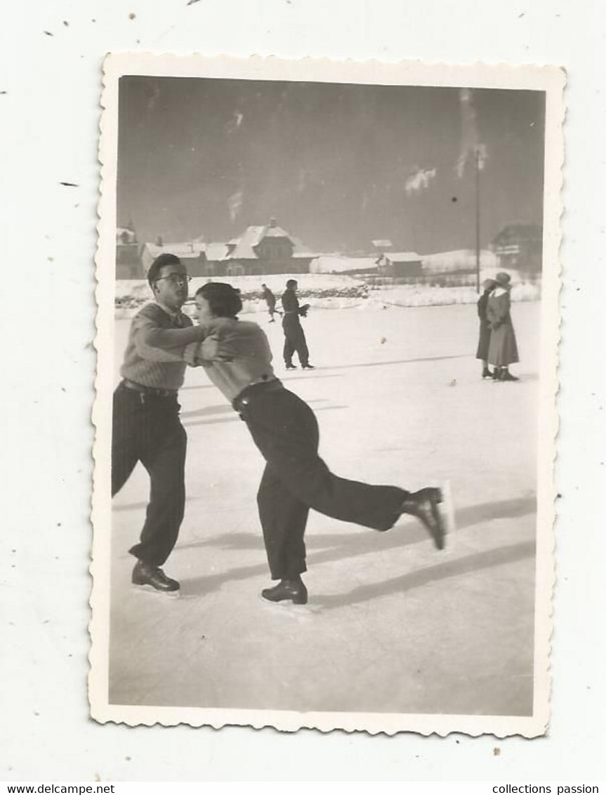 Photographie , Sports D'hiver , PATINAGE , Noël 1934  , 85 X 60 Mm - Deportes