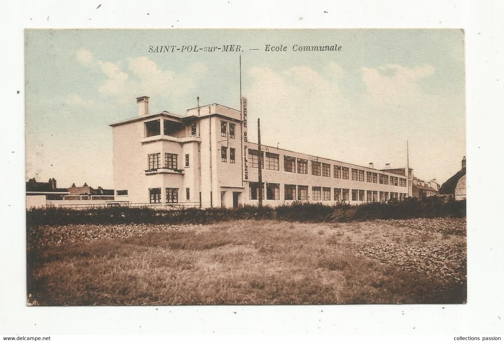 Cp , 59 , SAINT POL SUR MER ,école Communale ,voyagée ,ed. Pollet - Saint Pol Sur Mer