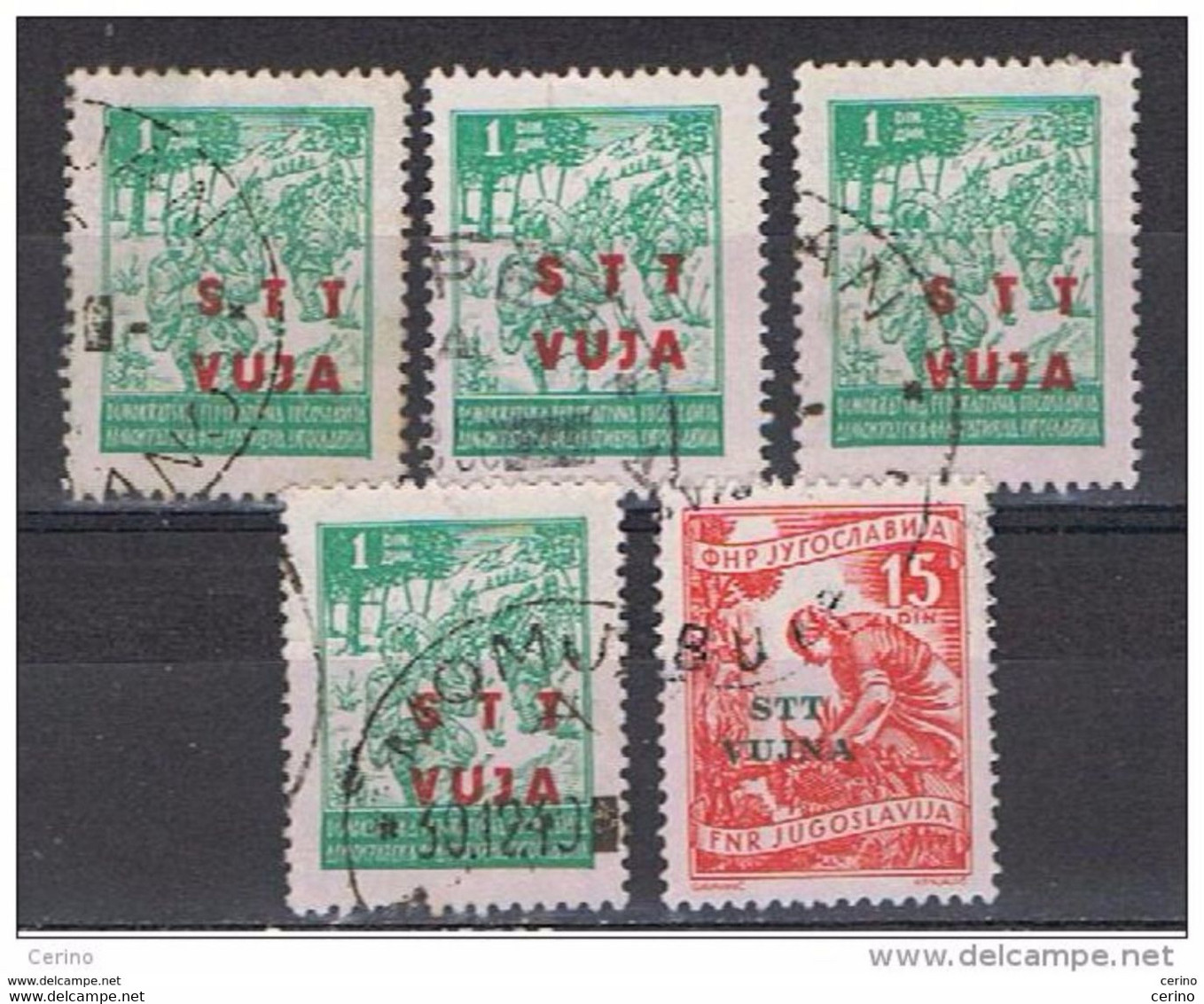 TRIESTE  B:  1949/53  SOPRASTAMPATI  -  5  VAL. US.  -  SASS. 8x4 + 79 - Gebraucht