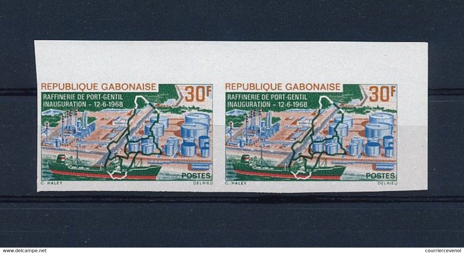 GABON => 30F Raffinerie De Port Gentil - Inauguration - Paire En Non Dentelé - SUP - Gabun (1960-...)