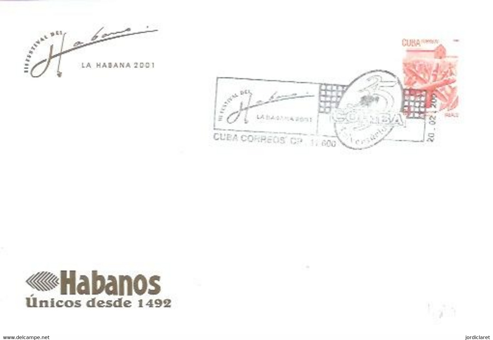 POSTMARKET  CUBA 2001 - Cartas & Documentos