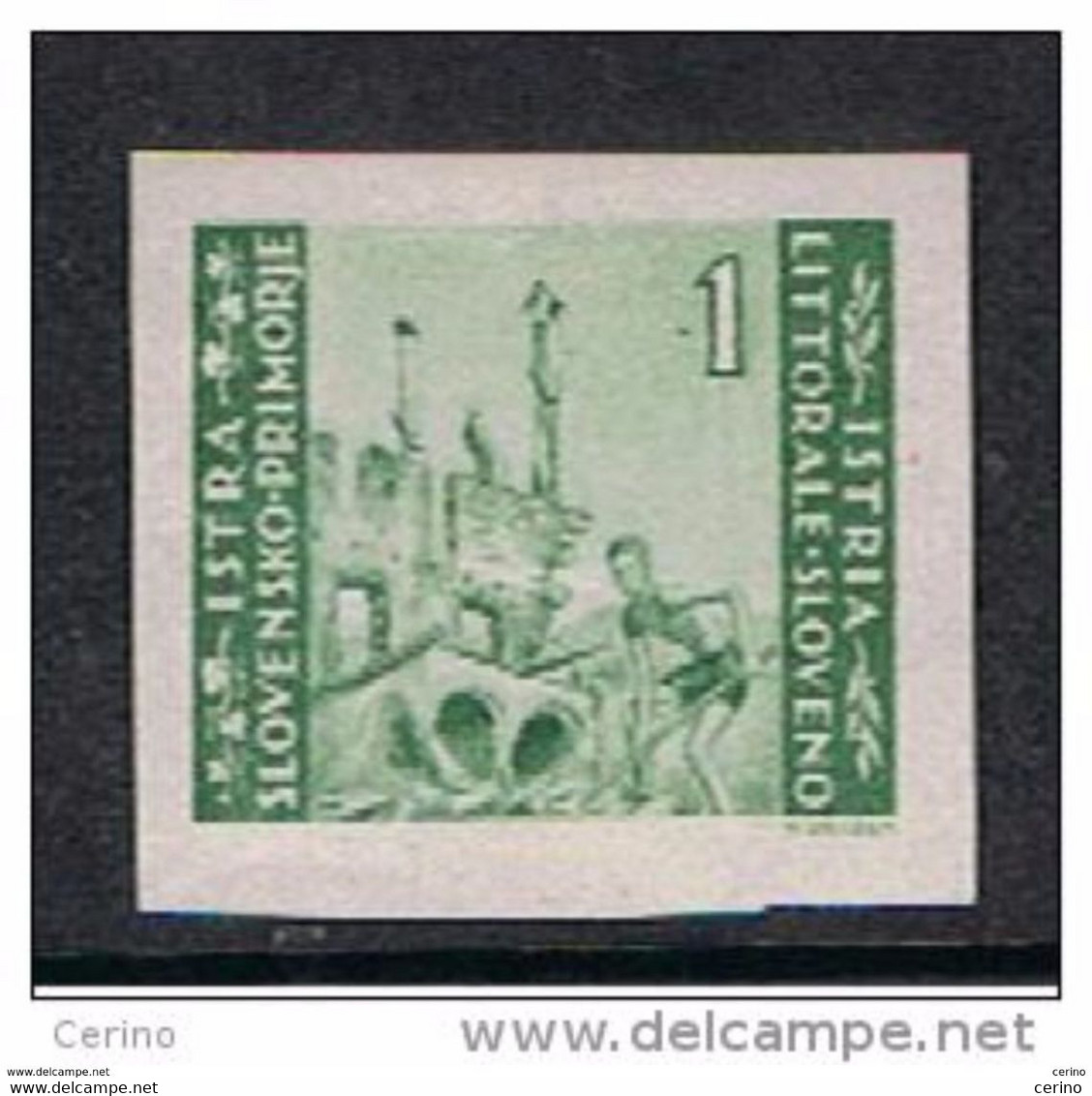 ISTRIA  OCC. JUGOSLAVA:  1946  ZAGABRIA  -  £. 1  VERDE  N.  -  N.D. -  SASS. 53 A  -  SPL - Yugoslavian Occ.: Istria