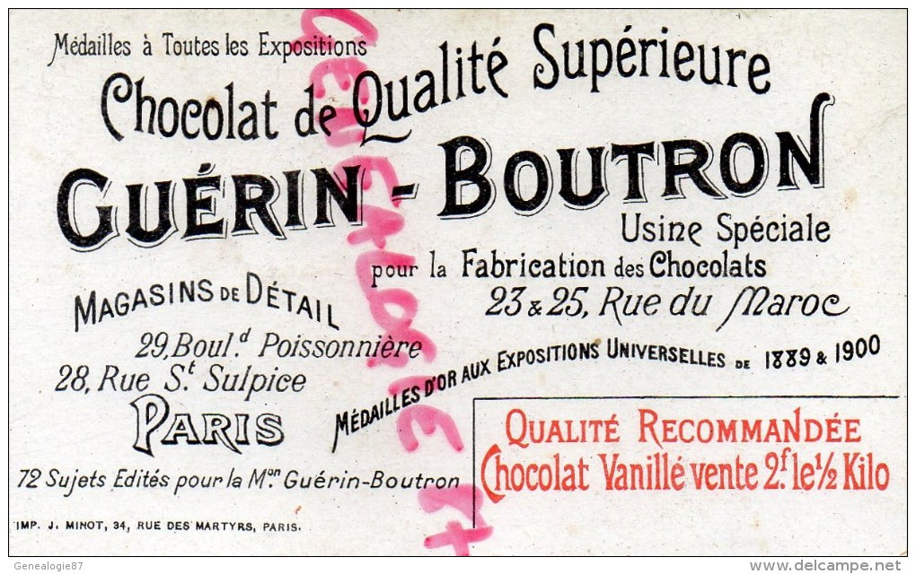 CHROMO - CHOCOLAT GUERIN BOUTRON - PARIS -LE THEATRE A TRAVERS LES AGES-  THEATRE DES GRANDES MARIONNETTES- MARIONNETTE - Guérin-Boutron