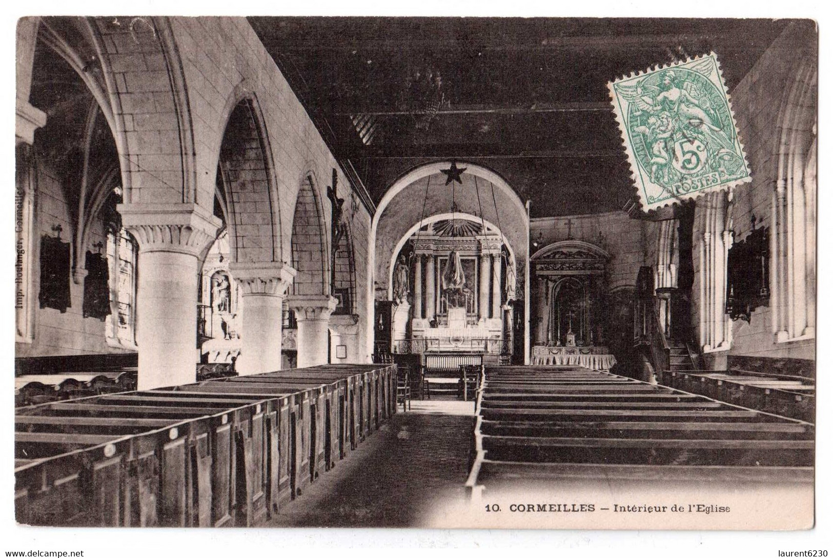 Cormeilles - Intérieur De L'Eglise - édit. Boulanger 10 + Verso - Cormeilles En Parisis