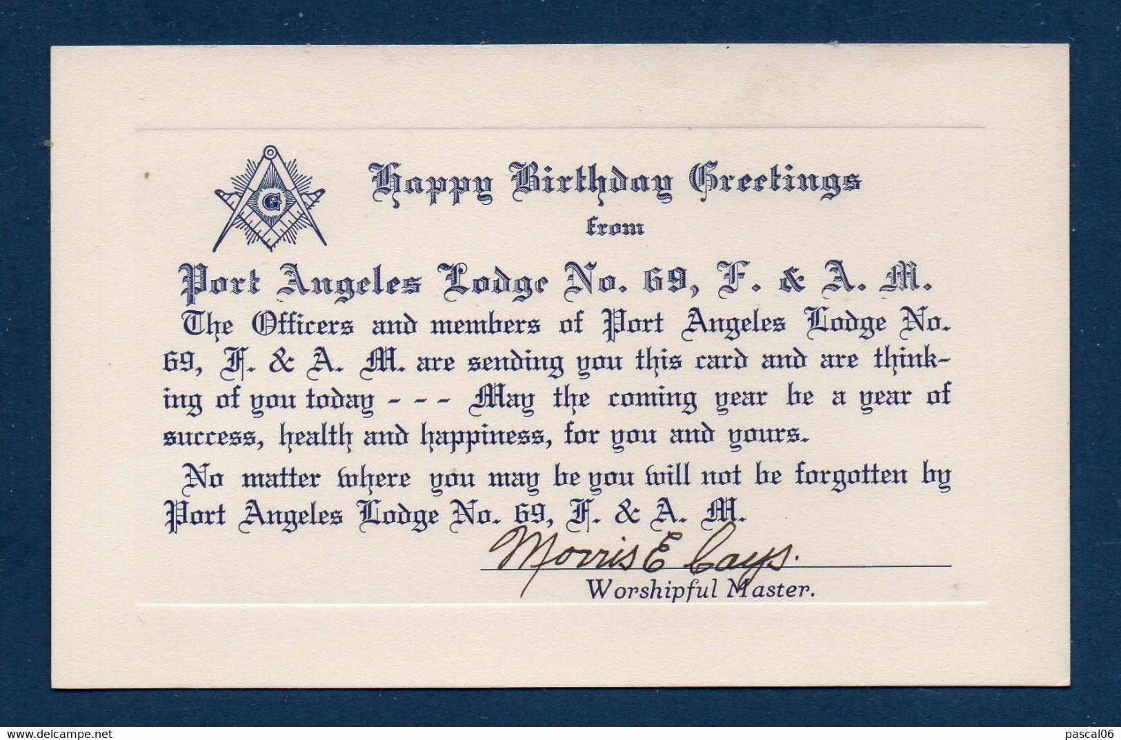 FRANC-MAÇONNERIE / FREEMASONERY / USA / ENVELOPPE + SYMBOLES + CARTE ANNIVERSAIES FRERES LOGE N° 69 PORT ANGELES - Andere & Zonder Classificatie