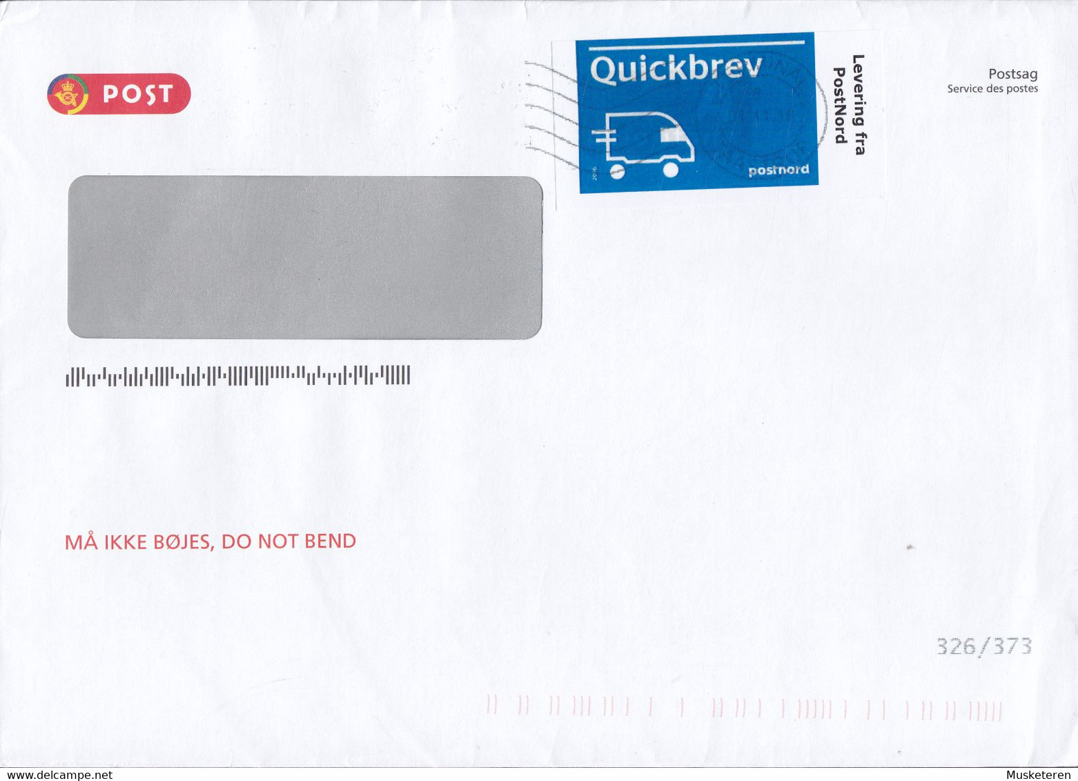 Denmark 'Quickbrev' Label POSTNORD TERMINAL TAASTRUP 01.11.2016 Cover Brief ONLY Domestic Use !! - Covers & Documents