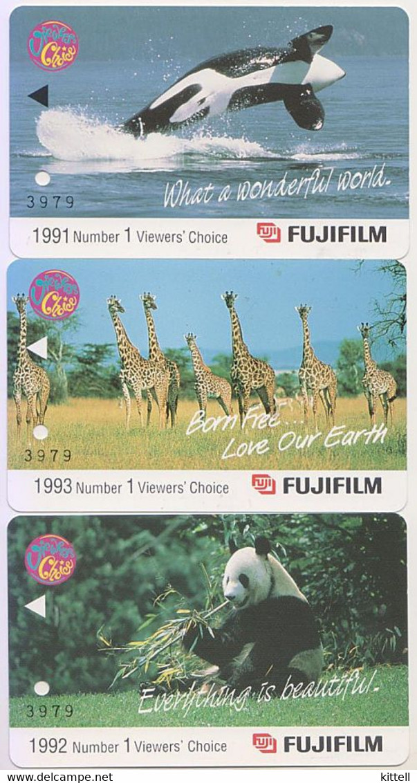 Singapore 3 Cards Unused Old Transport Subway Train Bus Ticket Card Transitlink FujiFilm Animals Whale Giraffe Panda - Mondo