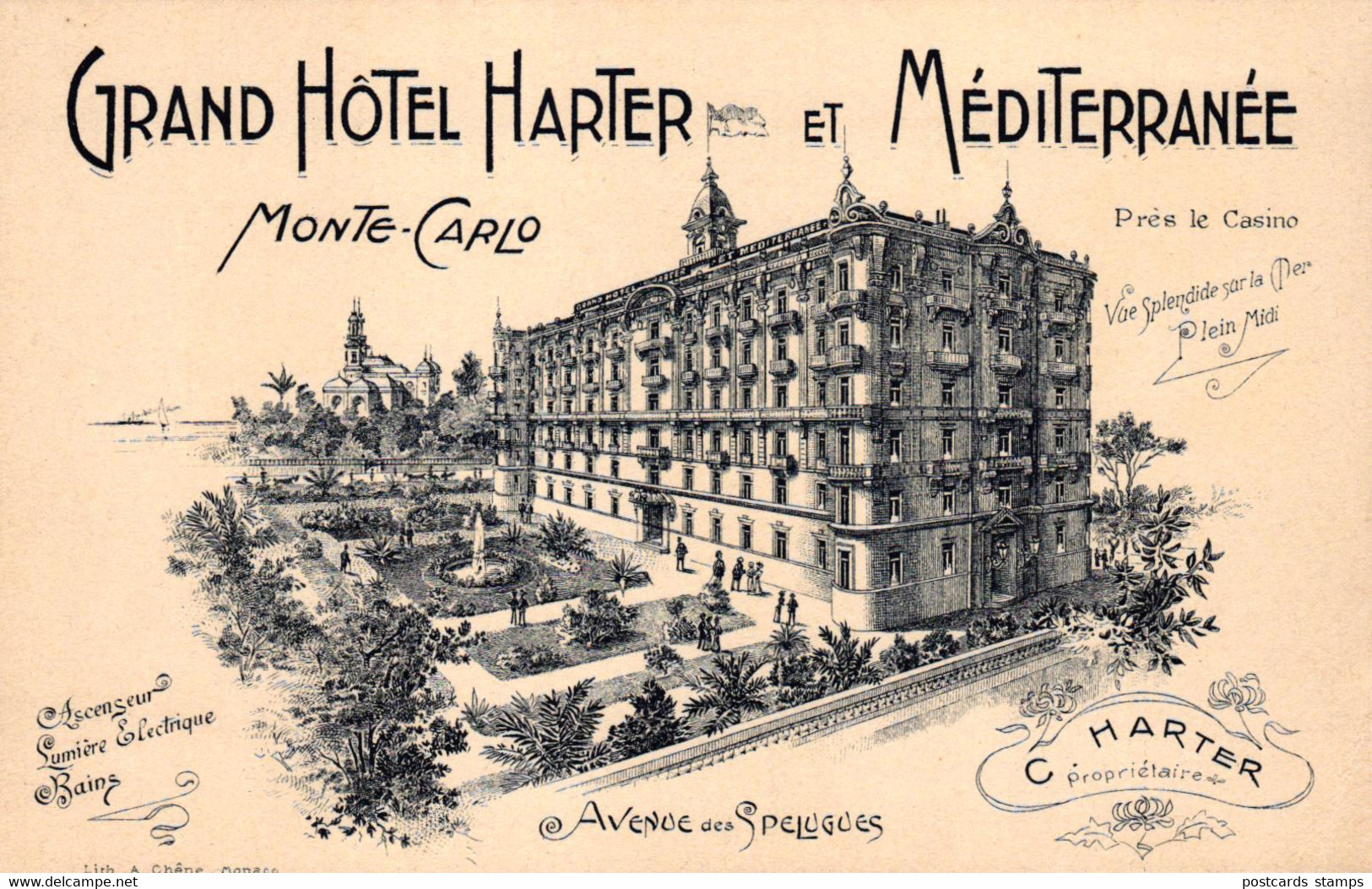 Monte Carlo, Grand Hotel Harter Et Mediterrannee, Um 1900/10 - Alberghi