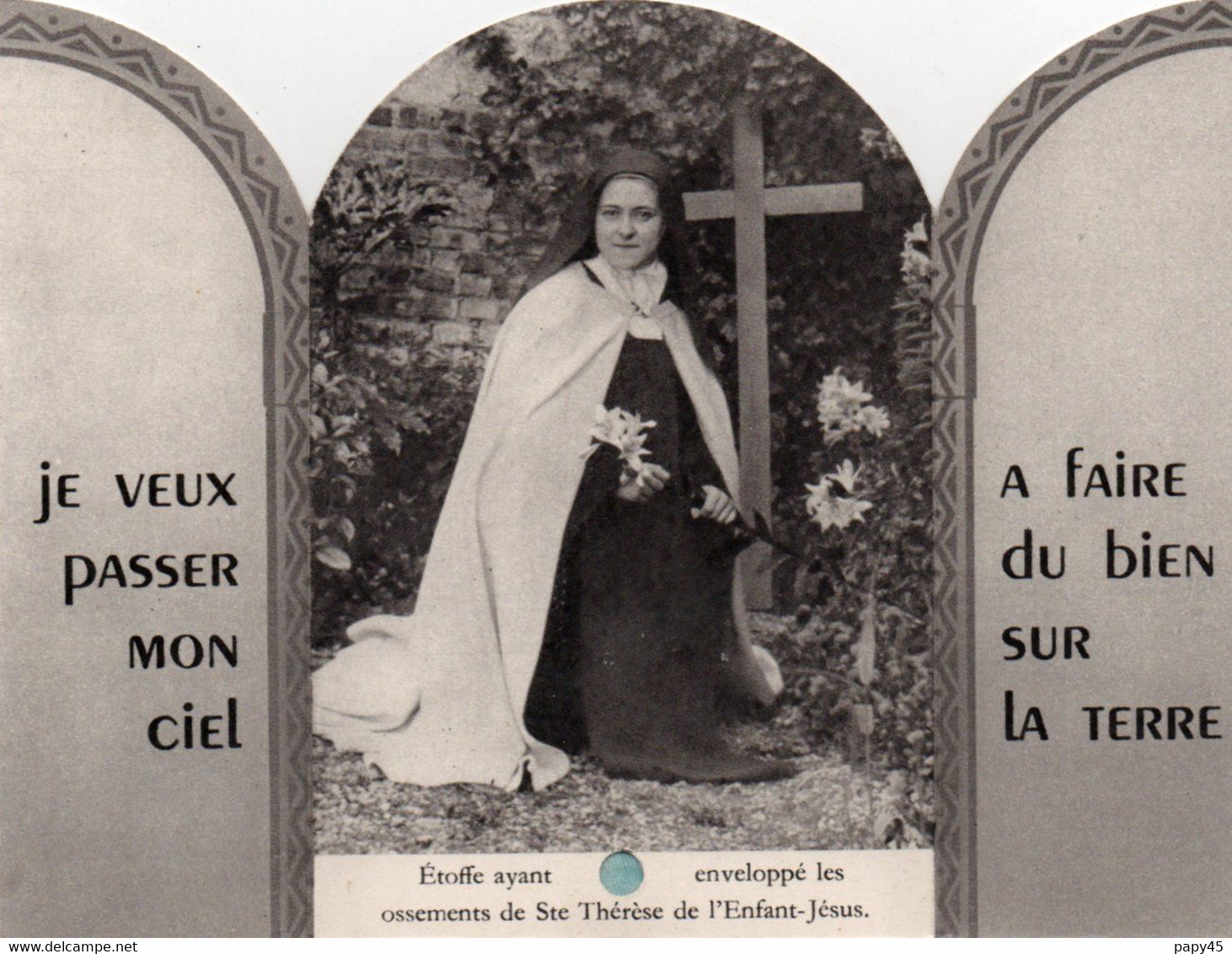 Carte Religieuse  Relique    STE THERESE DE L' ENFANT - JESUS   Linge Ayant Enveloppé Les Ossements - Religion & Esotericism