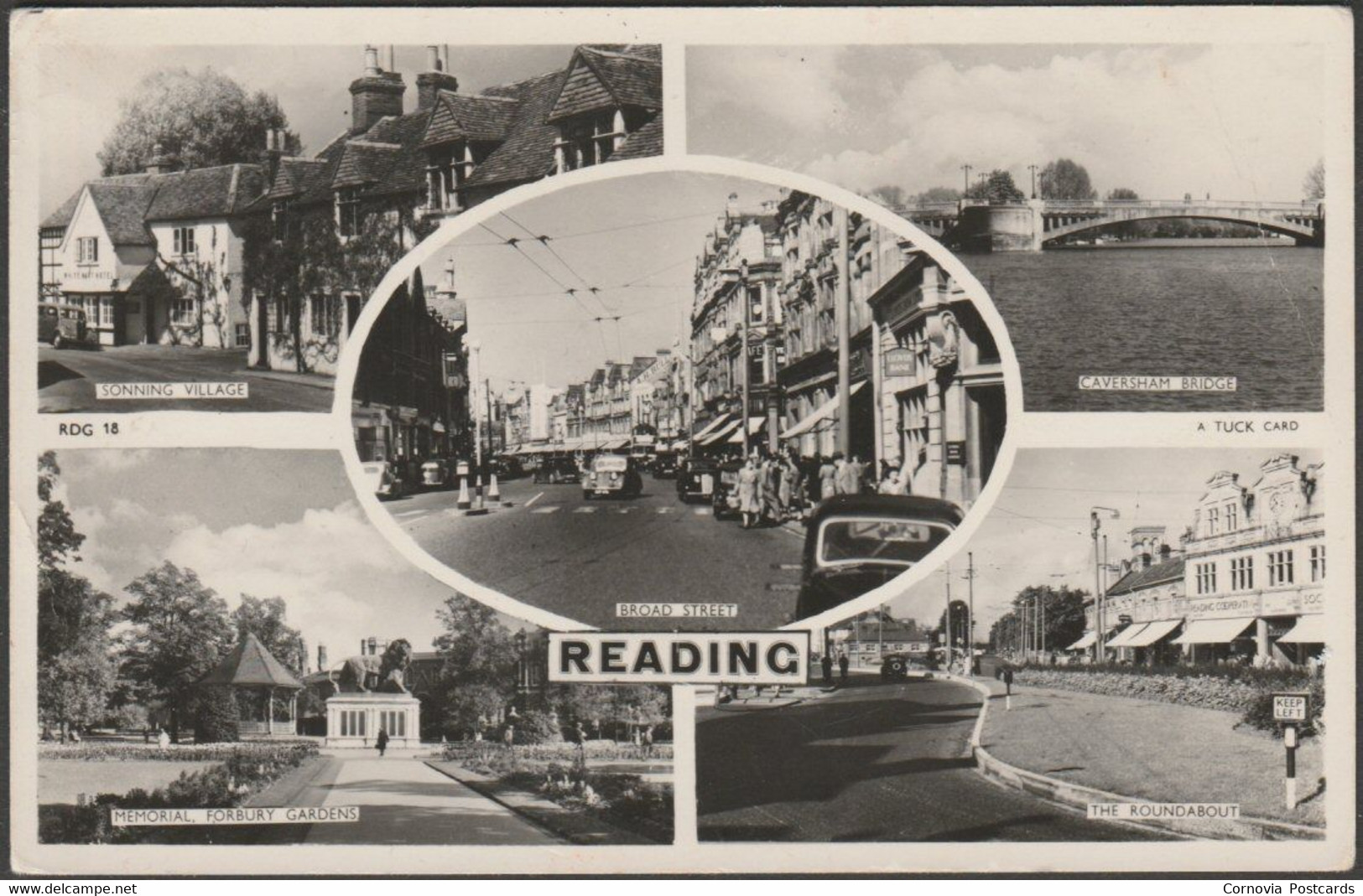 Multiview, Reading, Berkshire, 1952 - Tuck's RP Postcard - Reading