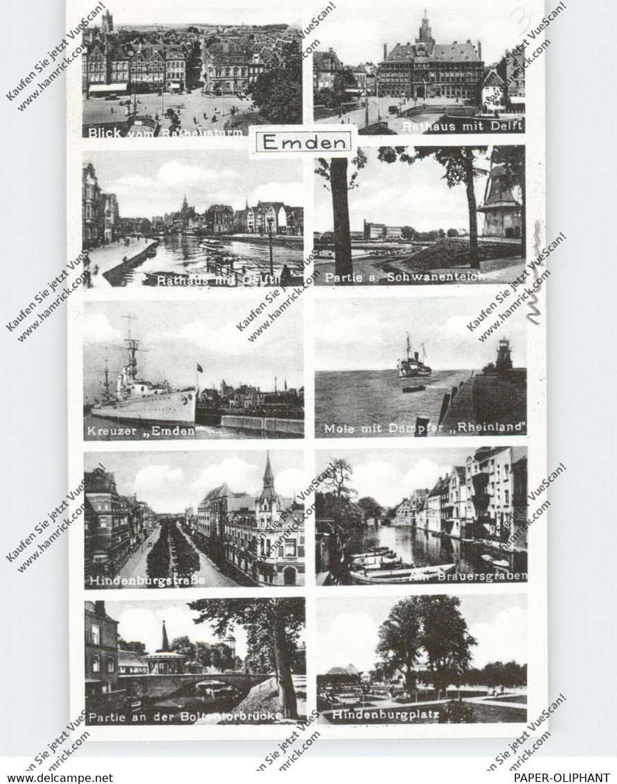 2970 EMDEN, Mehrbild-AK 1941, Hindenburgstrasse, Kreuzer "Emden", Dampfer "Rheinland".... - Emden