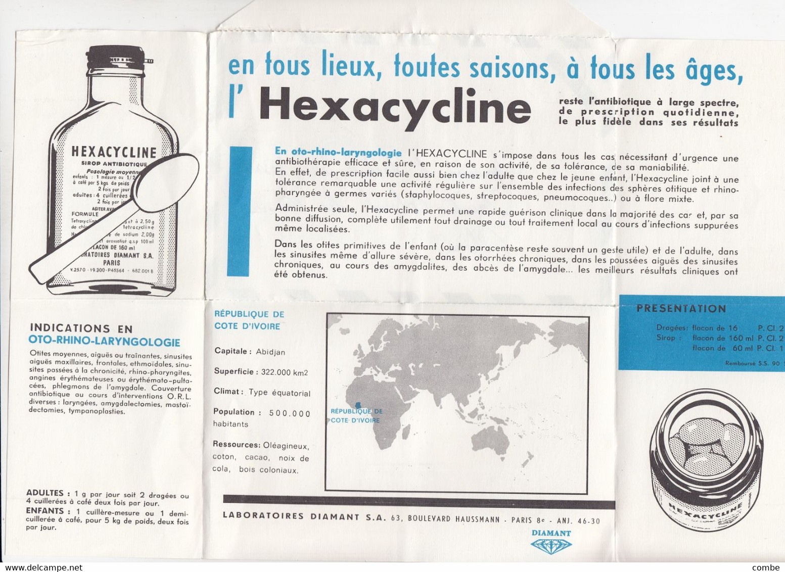 LETTRE. COTE D'IVOIRE. HEXACYCLINE. 1963 ABIDJAN POUR Ste COLOMBE LES VIENNE - Pharmacy