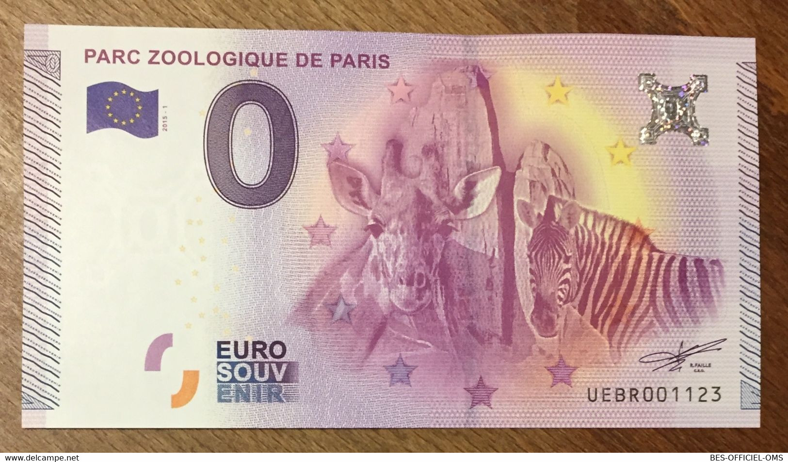 2015 BILLET 0 EURO SOUVENIR DPT 75 PARC ZOOLOGIQUE DE PARIS ZERO 0 EURO SCHEIN BANKNOTE PAPER MONEY - Private Proofs / Unofficial
