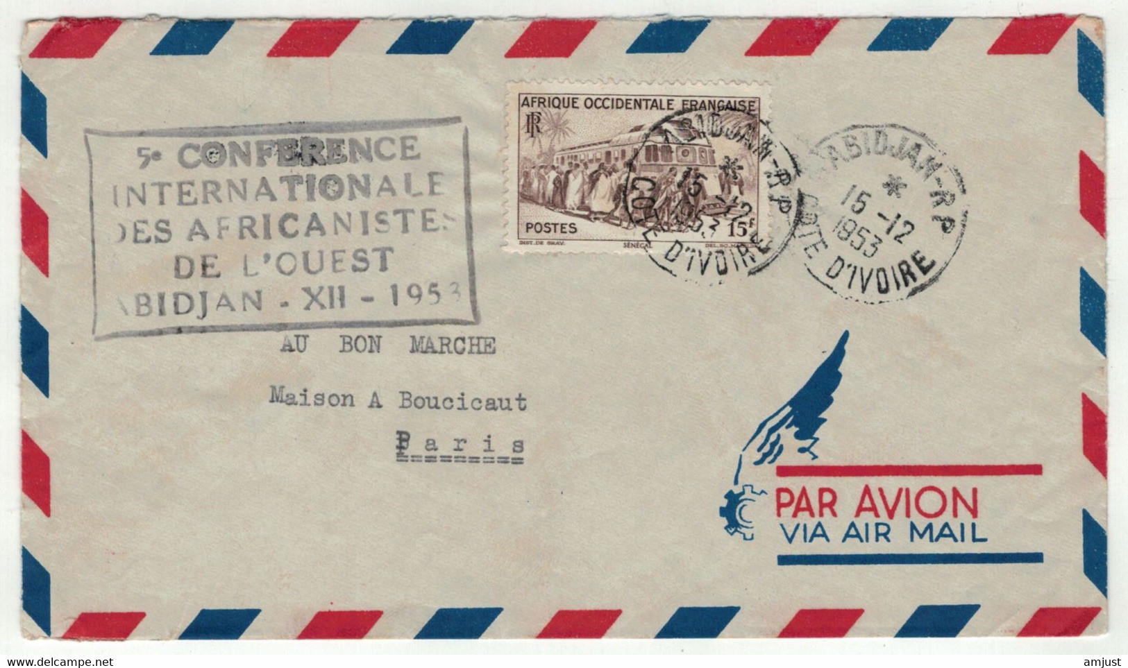 France // Ex-colonies // A.O.F. // 1953 // Lettre Pour Paris Le 15.12.1953 - Cartas & Documentos