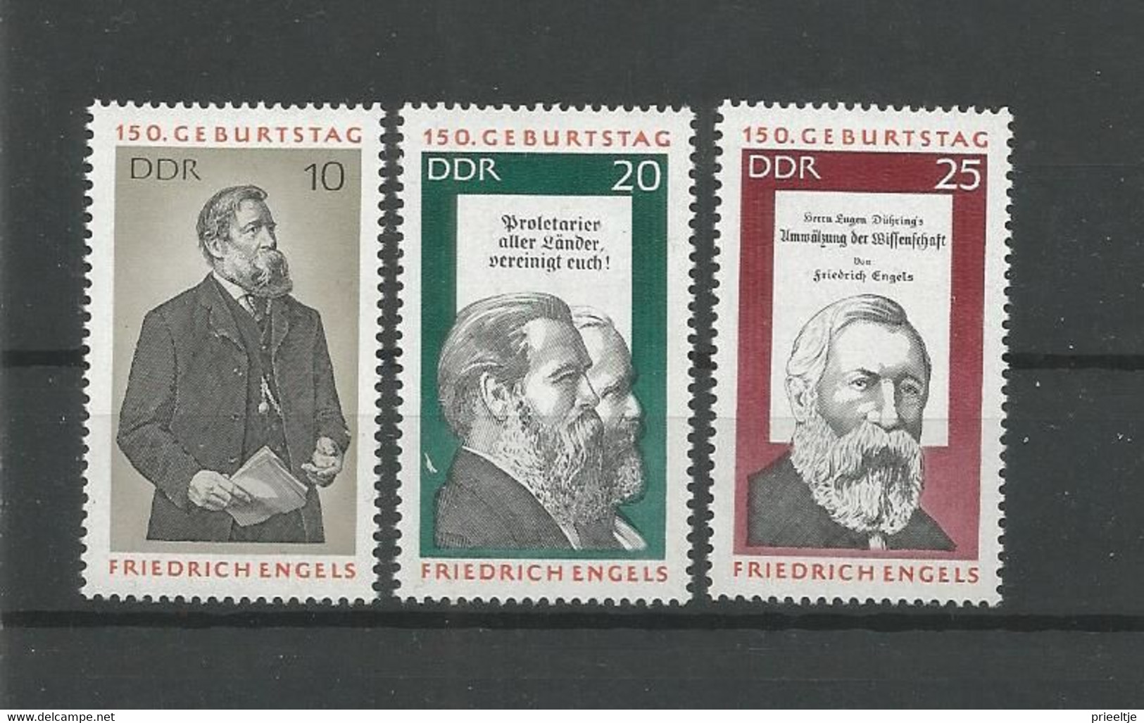 DDR 1970 F. Engels 150th Anniv. Y.T. 1313/1315 ** - Unused Stamps