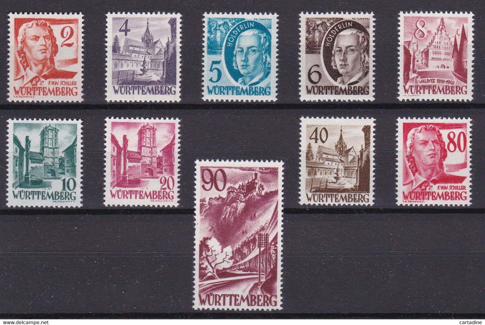 Allemagne - Württemberg - Timbres N° 28/37 - 10v. - Neufs - Côtés 252.00€ - Andere & Zonder Classificatie