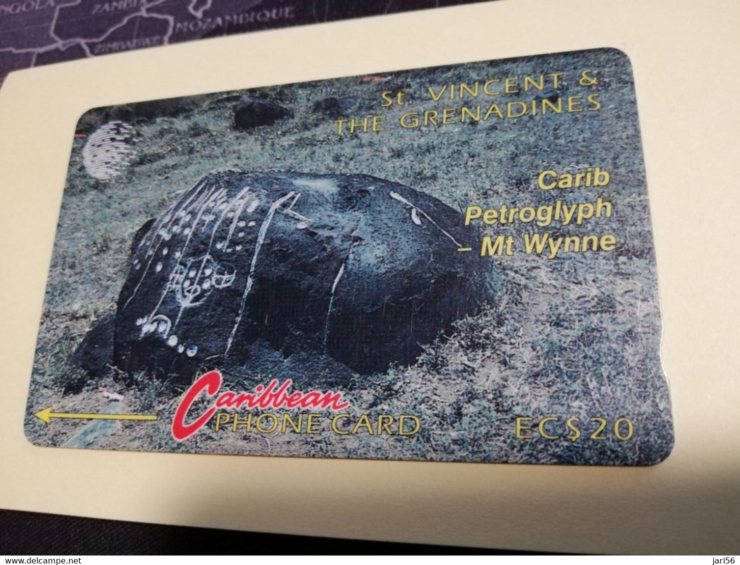 ST VINCENT & GRENADINES  GPT CARD   $ 20,-  5CSVB  CARIB PETROGLYPH     C&W    Fine Used  Card  **3352 ** - Saint-Vincent-et-les-Grenadines