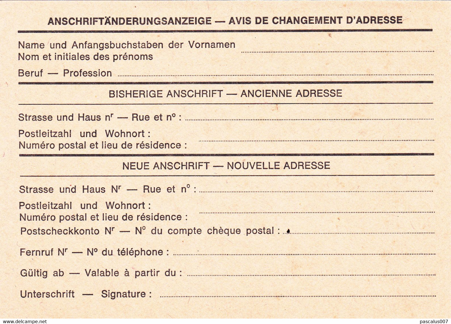 B01-193 AP - Entier Postal - Carte Postale Avis De Changement D'adresse N° 22 AF - Chiffre Sur Lion Héraldique Avec Band - Aviso Cambio De Direccion