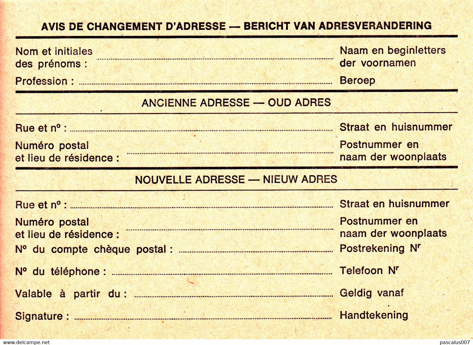 B01-193 AP - Entier Postal - Carte Postale Avis De Changement D'adresse N° 22 FN - Chiffre Sur Lion Héraldique Avec Band - Aviso Cambio De Direccion